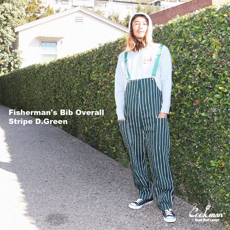 С Fisherman's Bib Overall Stripe Dark Green