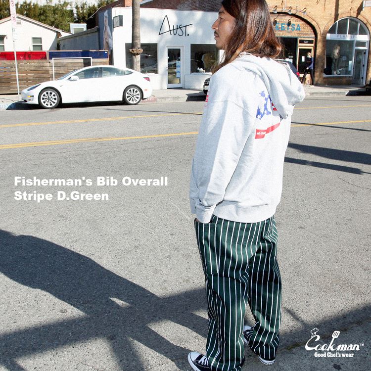 С Fisherman's Bib Overall Stripe Dark Green