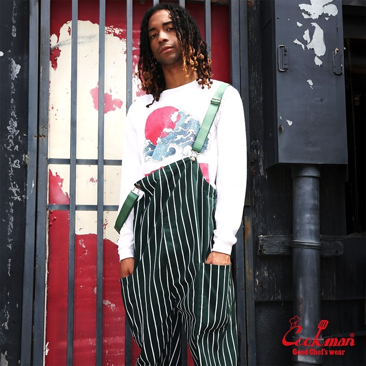 С Fisherman's Bib Overall Stripe Dark Green