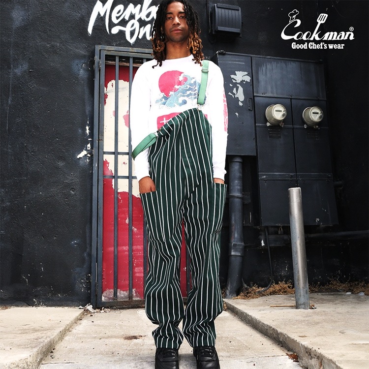 С Fisherman's Bib Overall Stripe Dark Green