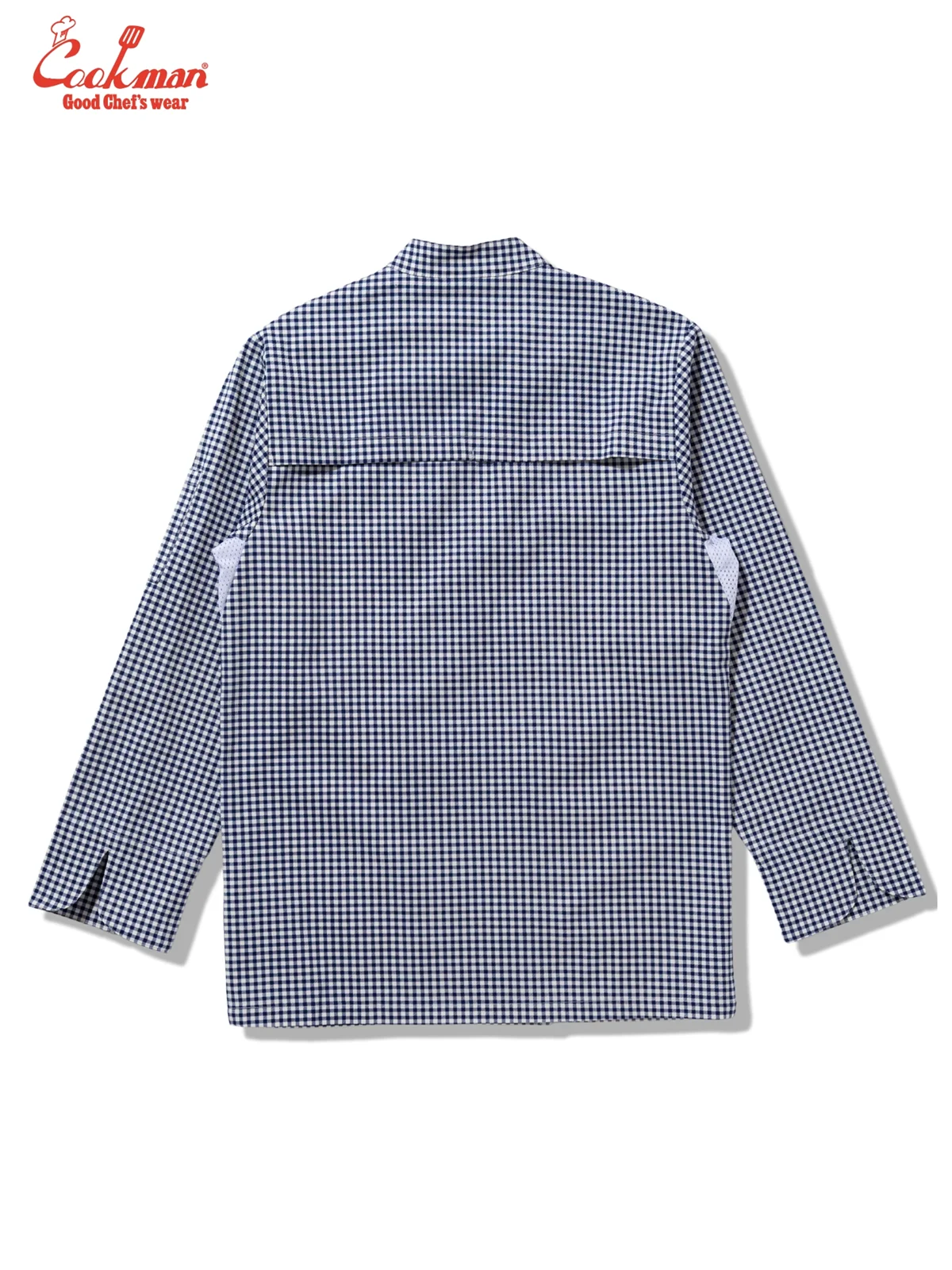 �����ե����� Chef Coat Long Sleeve Vented Gingham Navy