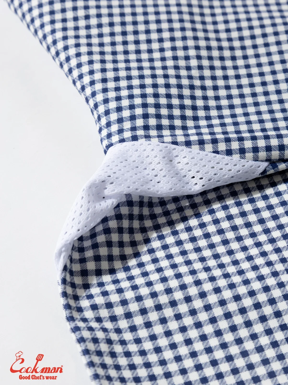 �����ե����� Chef Coat Long Sleeve Vented Gingham Navy