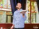 �����ե����� Chef Coat Long Sleeve Vented Gingham Navy