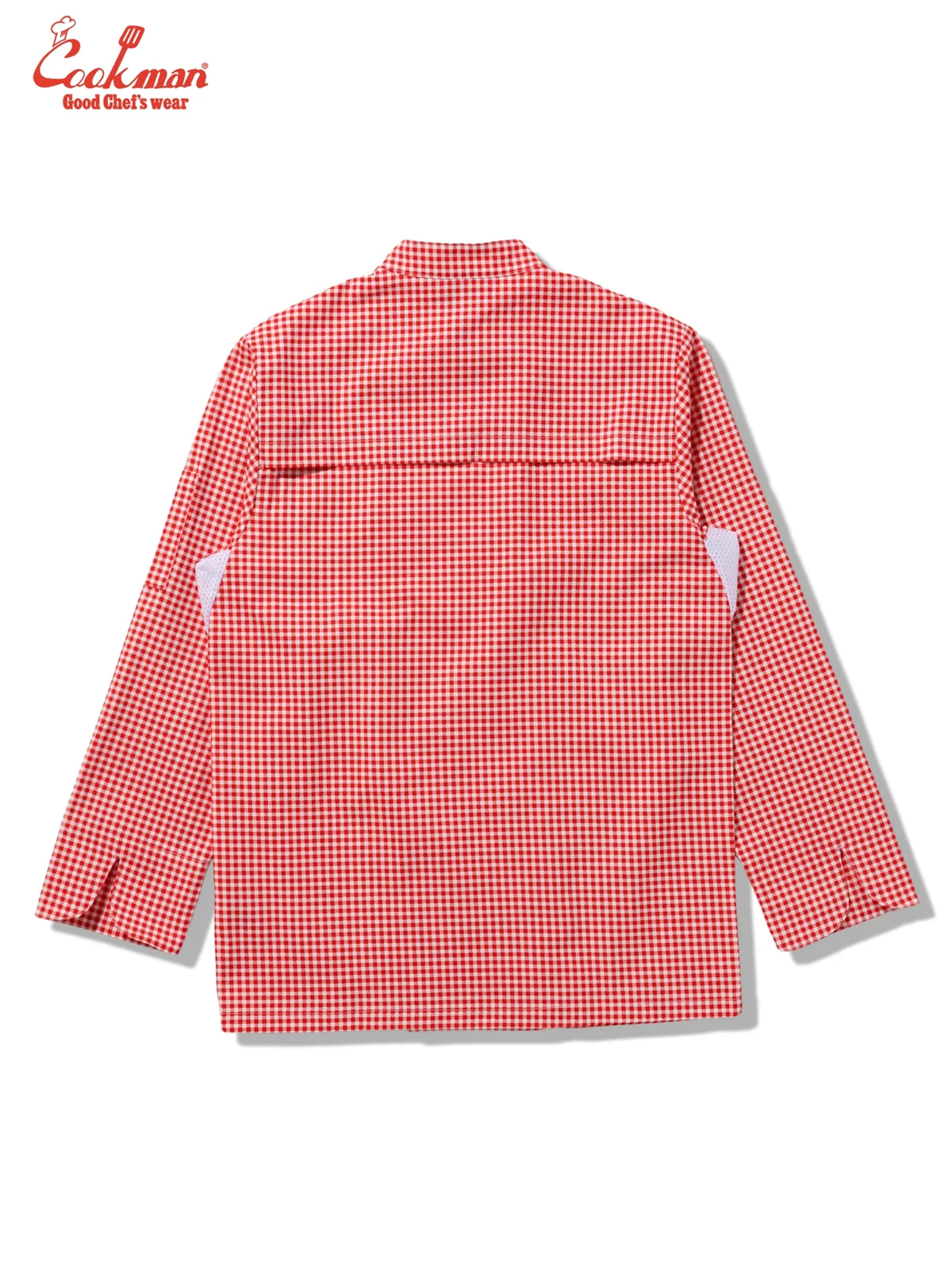 �����ե����� Chef Coat Long Sleeve Vented Gingham Red