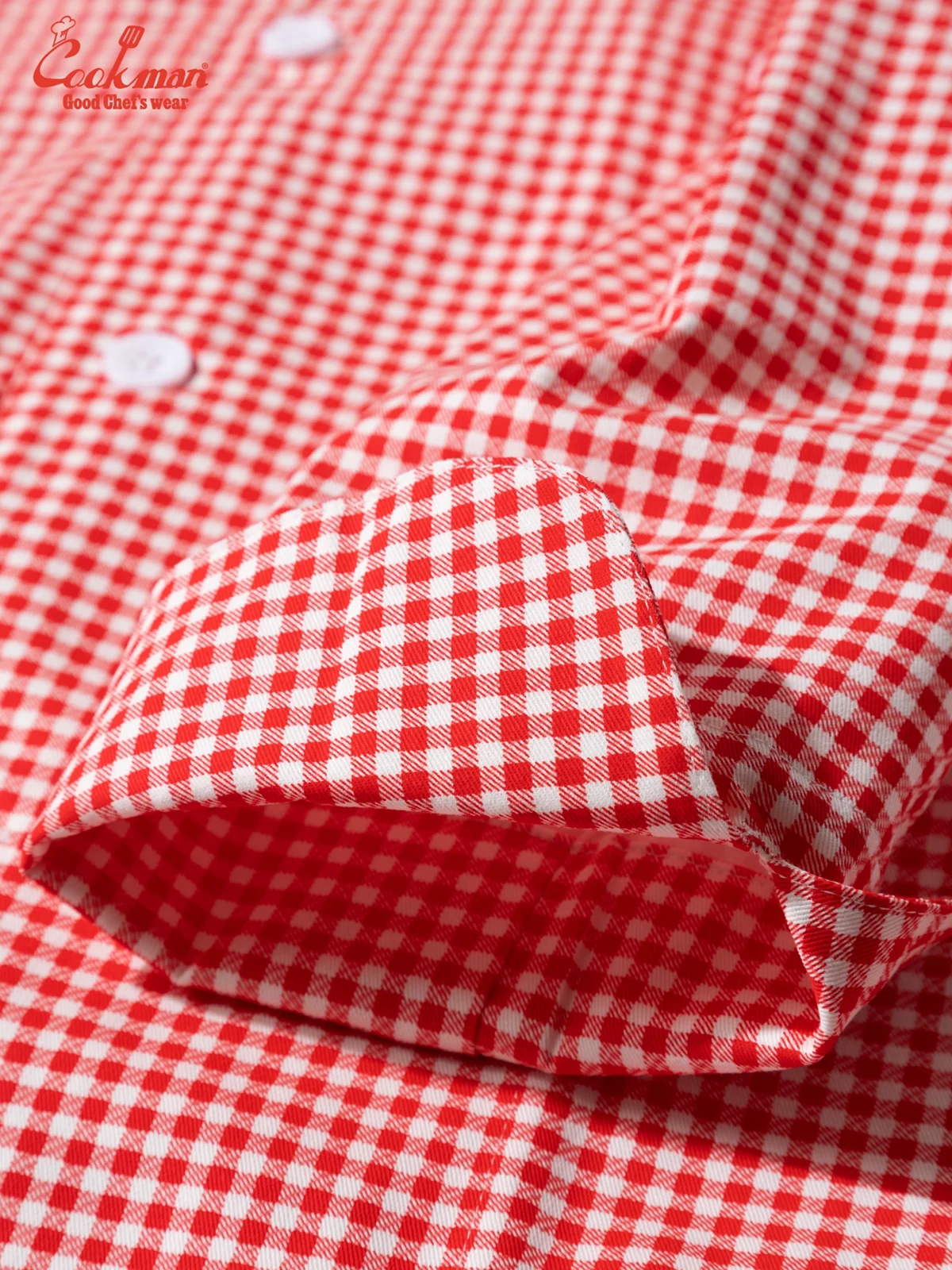 �����ե����� Chef Coat Long Sleeve Vented Gingham Red