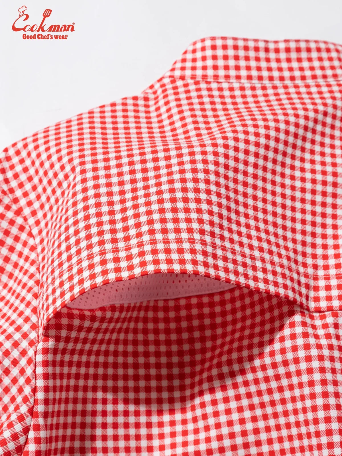�����ե����� Chef Coat Long Sleeve Vented Gingham Red