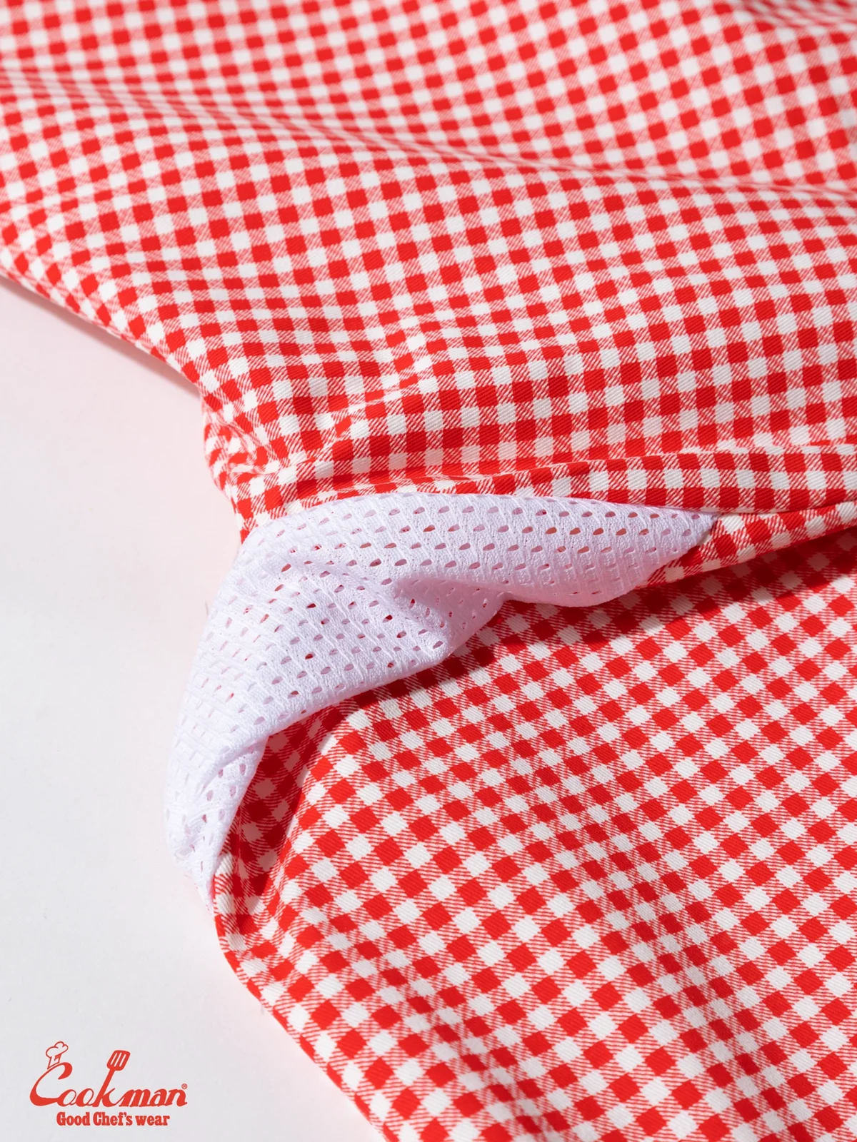 �����ե����� Chef Coat Long Sleeve Vented Gingham Red