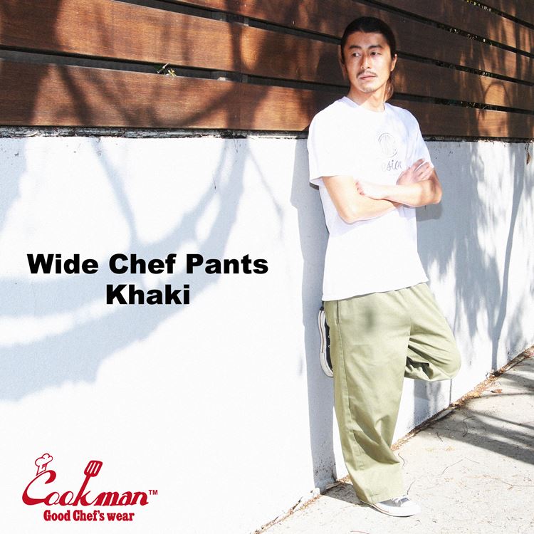 �磻�ɥ����եѥ�� Wide Chef Pants Khaki