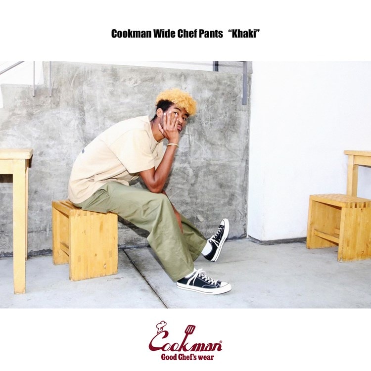 �磻�ɥ����եѥ�� Wide Chef Pants Khaki