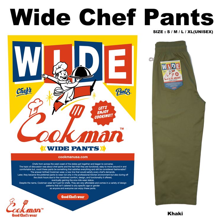 �磻�ɥ����եѥ�� Wide Chef Pants Khaki