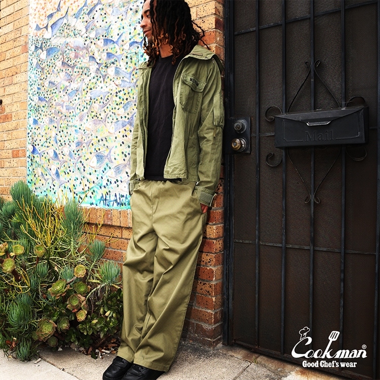 �磻�ɥ����եѥ�� Wide Chef Pants Khaki