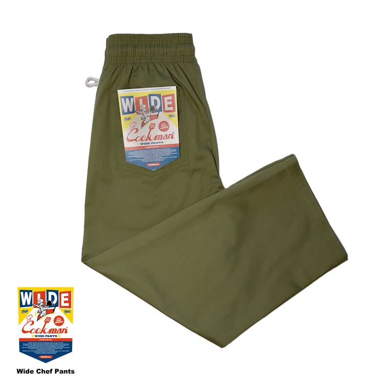 �磻�ɥ����եѥ�� Wide Chef Pants Khaki