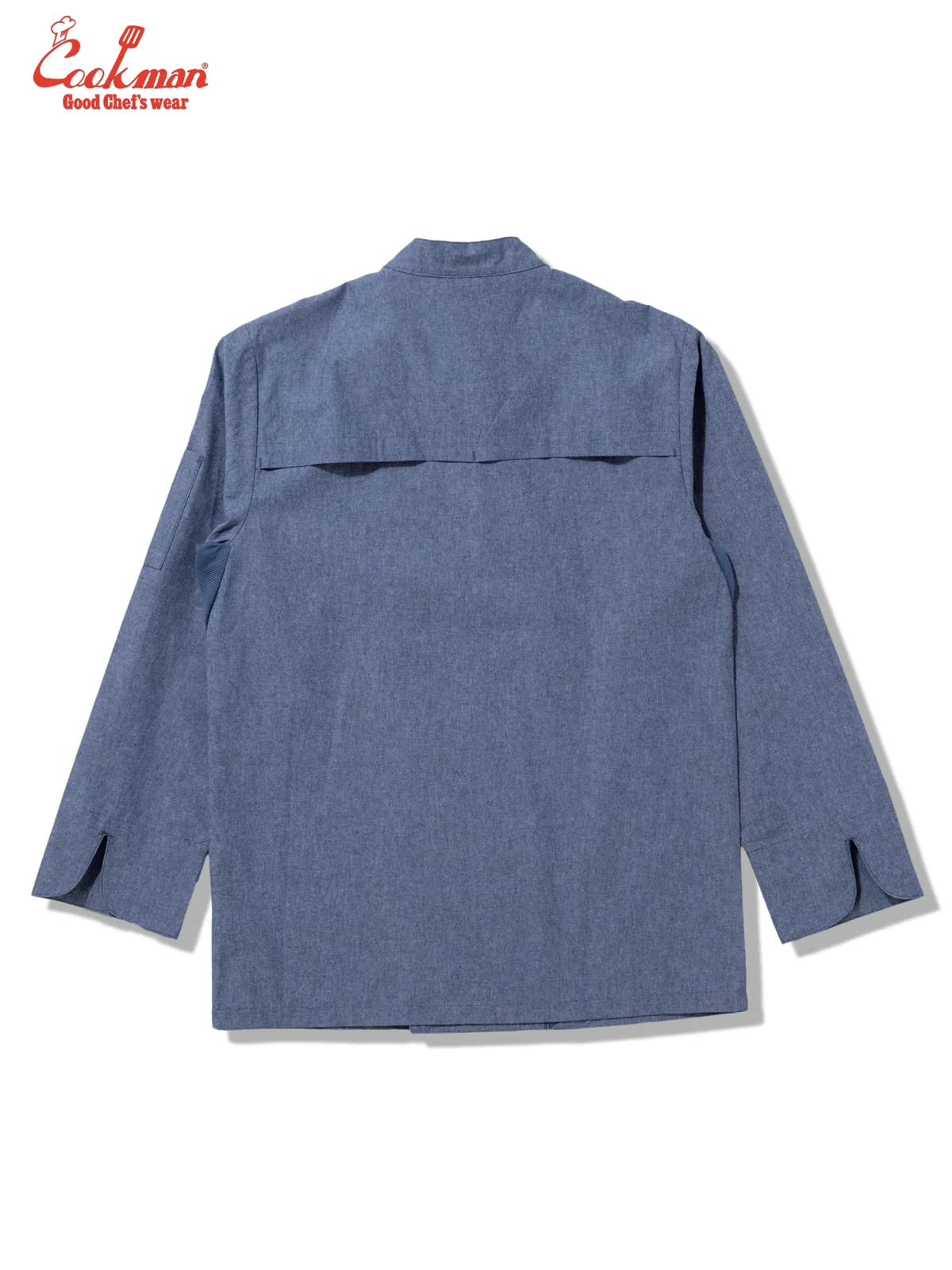 �����ե����� Chef Coat Long Sleeve Vented Chambray Blue