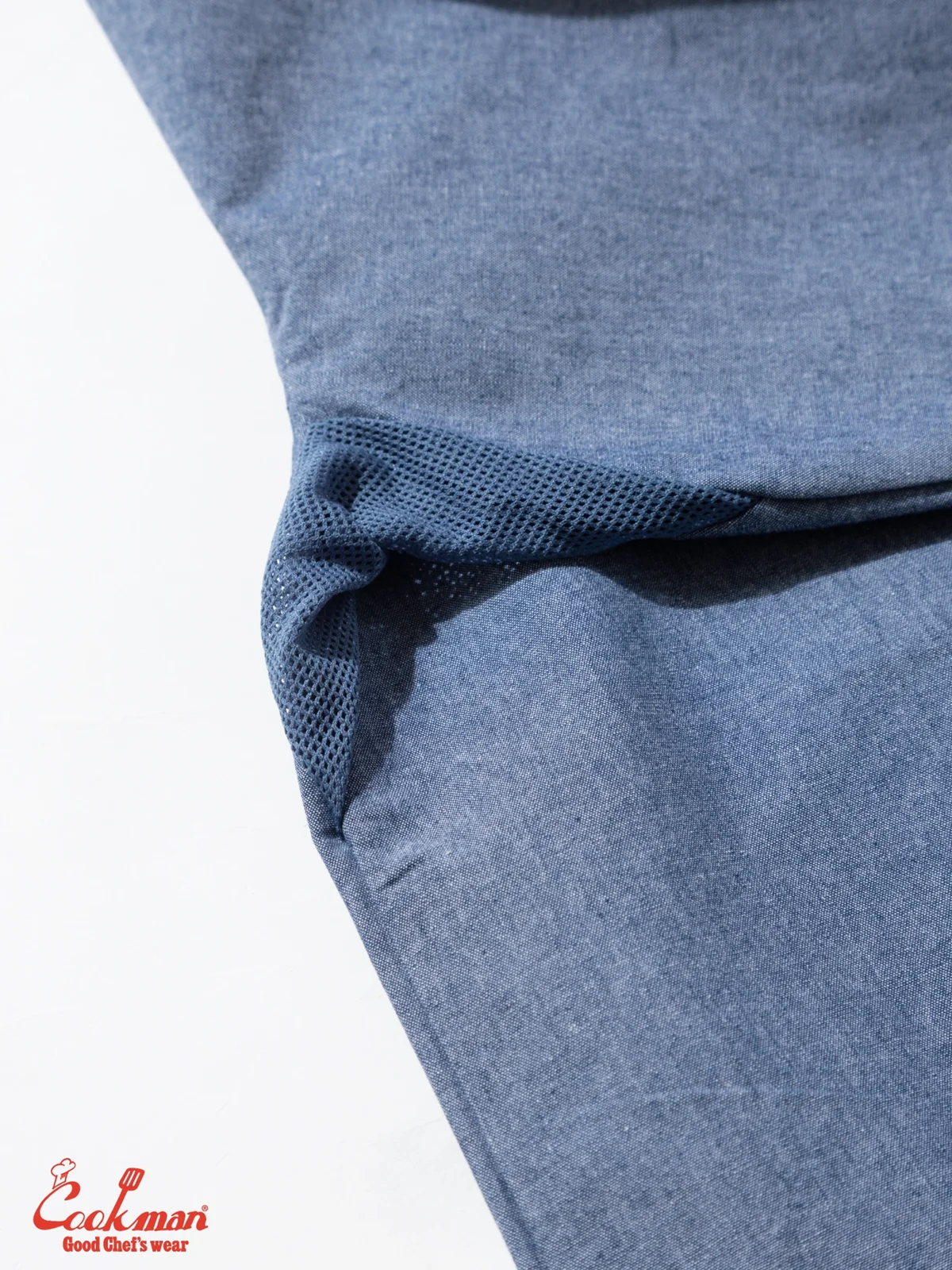 �����ե����� Chef Coat Long Sleeve Vented Chambray Blue