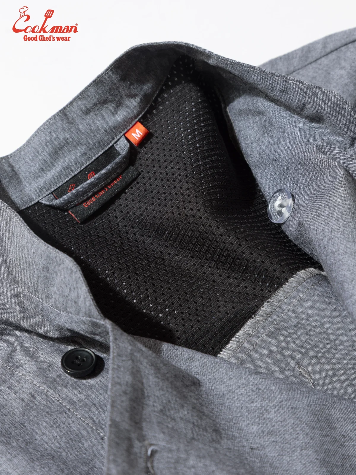 �����ե����� Chef Coat Long Sleeve Vented Chambray Black