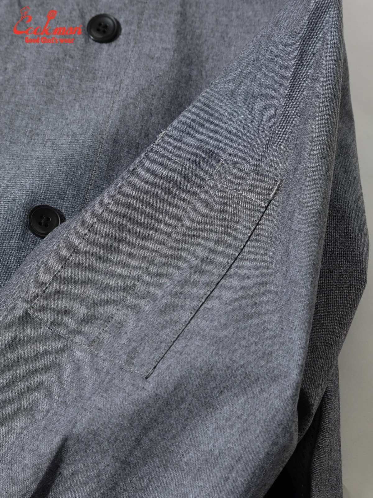 �����ե����� Chef Coat Long Sleeve Vented Chambray Black