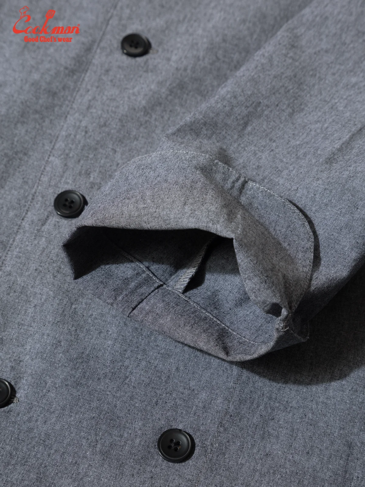�����ե����� Chef Coat Long Sleeve Vented Chambray Black