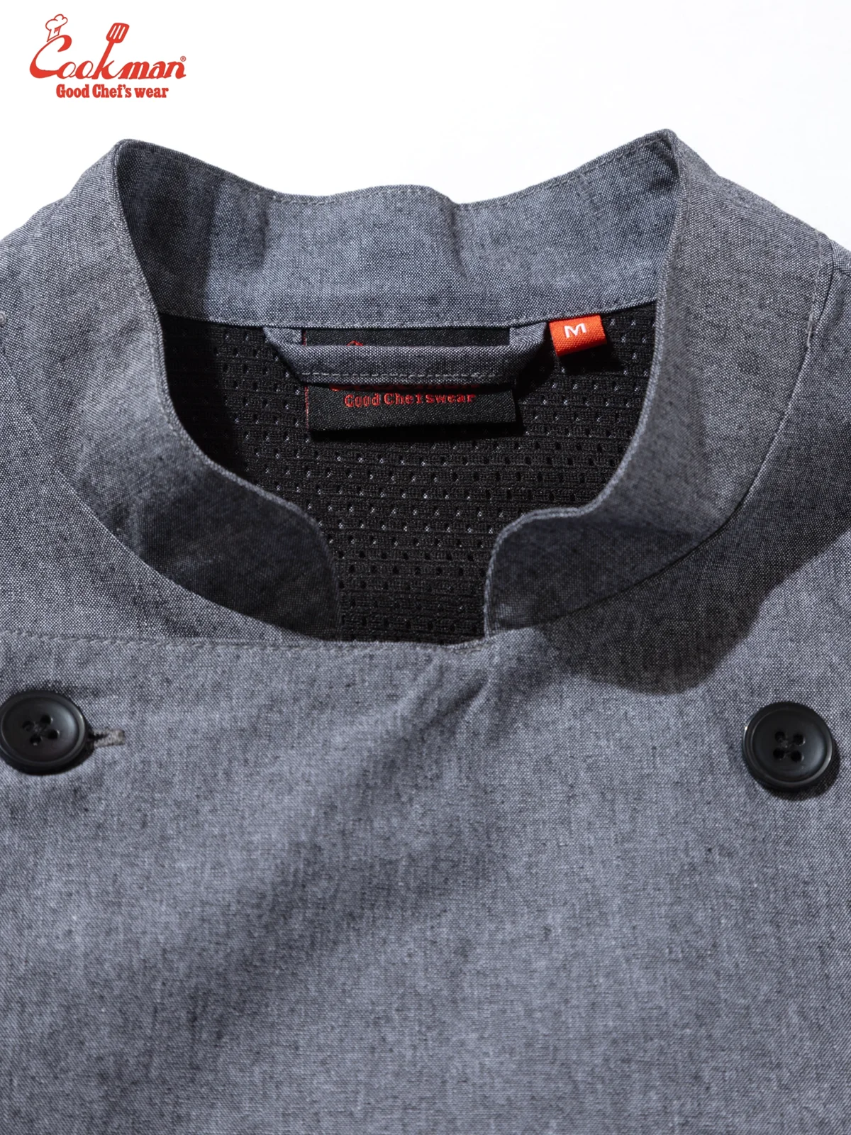 �����ե����� Chef Coat Long Sleeve Vented Chambray Black