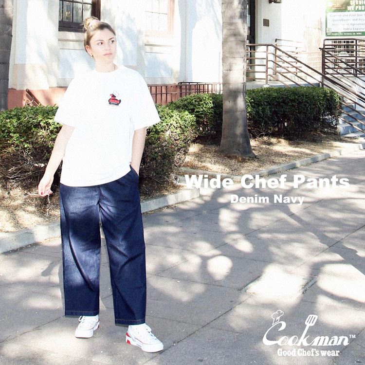 磻ɥեѥ Wide Chef Pants Denim Navy