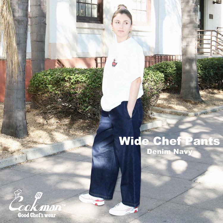 磻ɥեѥ Wide Chef Pants Denim Navy