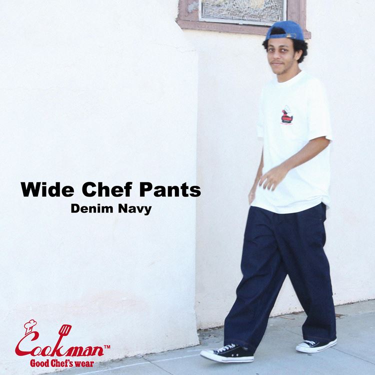 磻ɥեѥ Wide Chef Pants Denim Navy