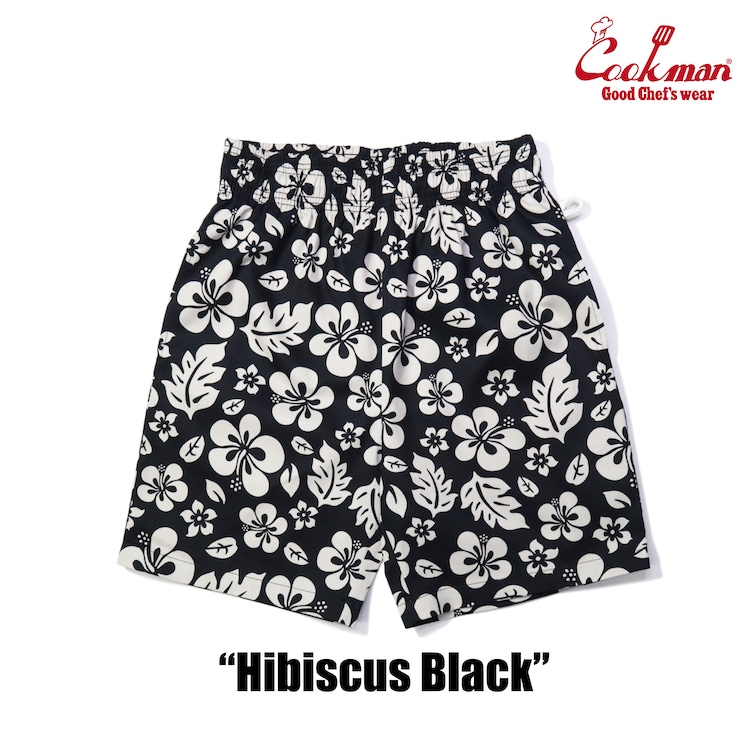 եѥ Chef Pants Short Hibiscus Black