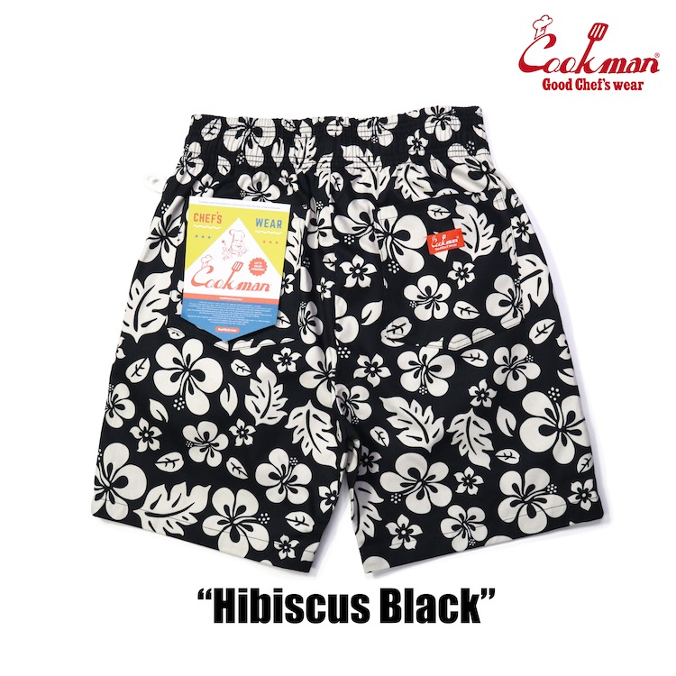 եѥ Chef Pants Short Hibiscus Black