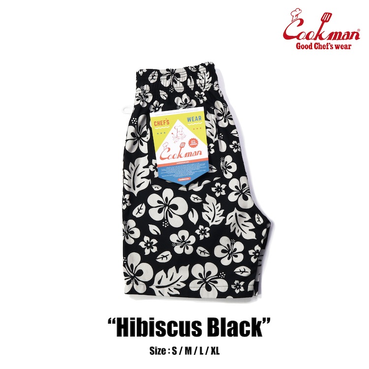 եѥ Chef Pants Short Hibiscus Black