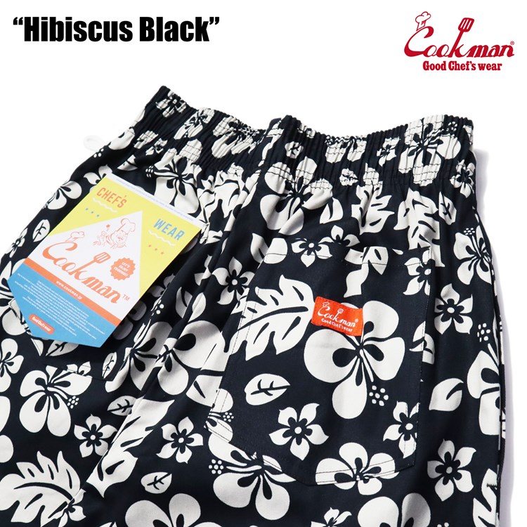 եѥ Chef Pants Short Hibiscus Black