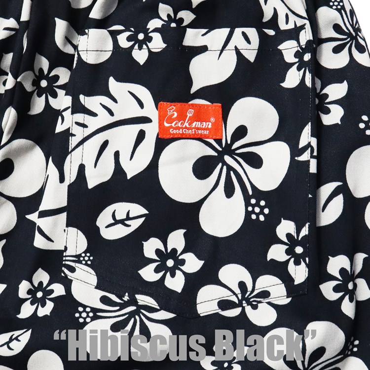 եѥ Chef Pants Short Hibiscus Black