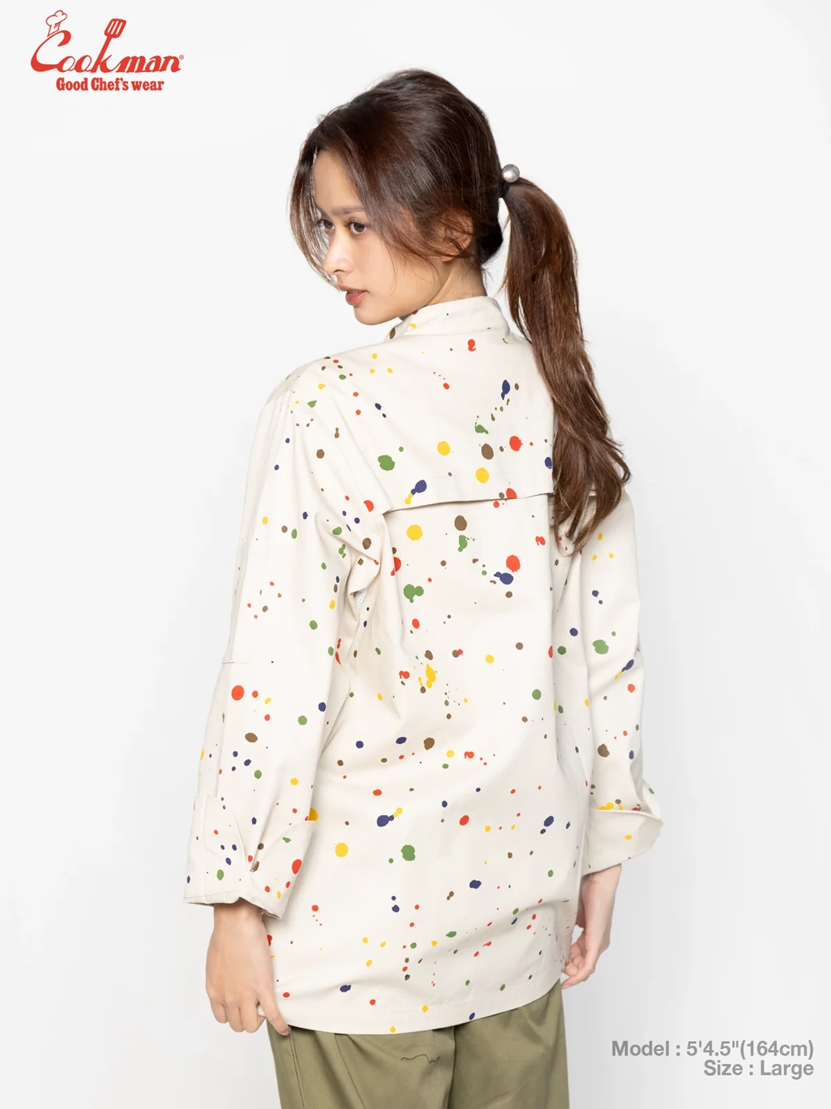 �����ե����� Chef Coat Long Sleeve Vented Sauce Splash Beige