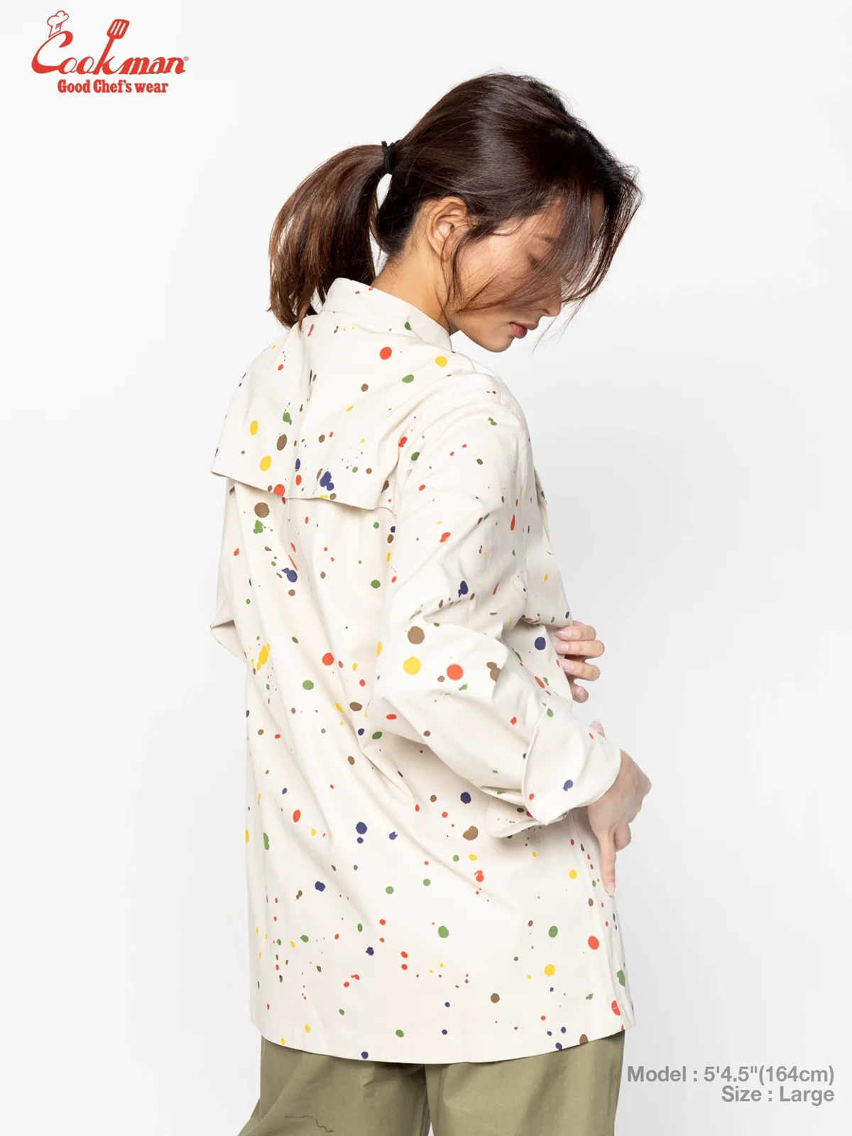�����ե����� Chef Coat Long Sleeve Vented Sauce Splash Beige