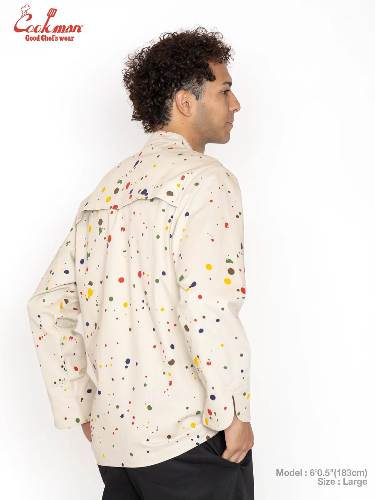 �����ե����� Chef Coat Long Sleeve Vented Sauce Splash Beige