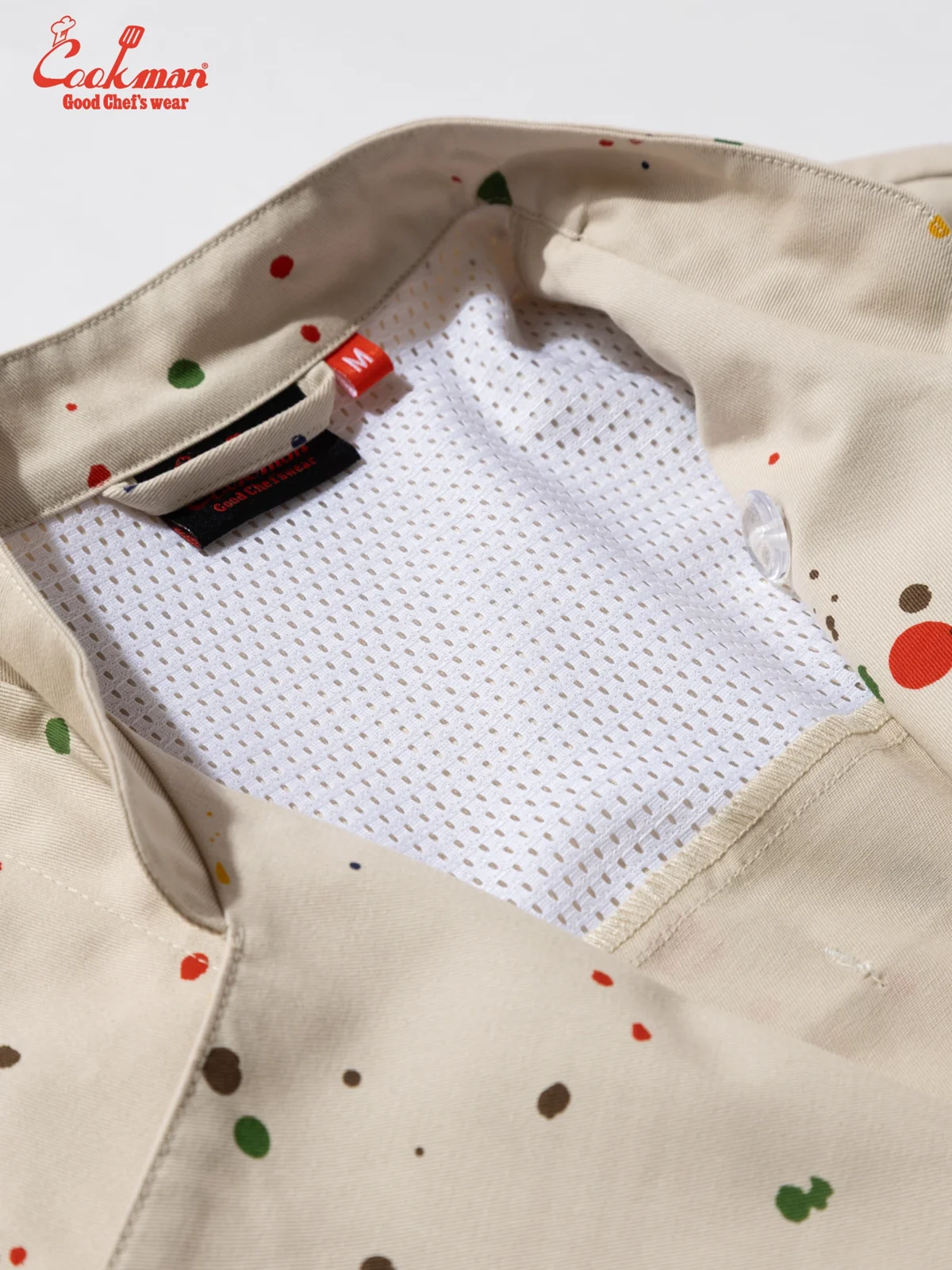 �����ե����� Chef Coat Long Sleeve Vented Sauce Splash Beige