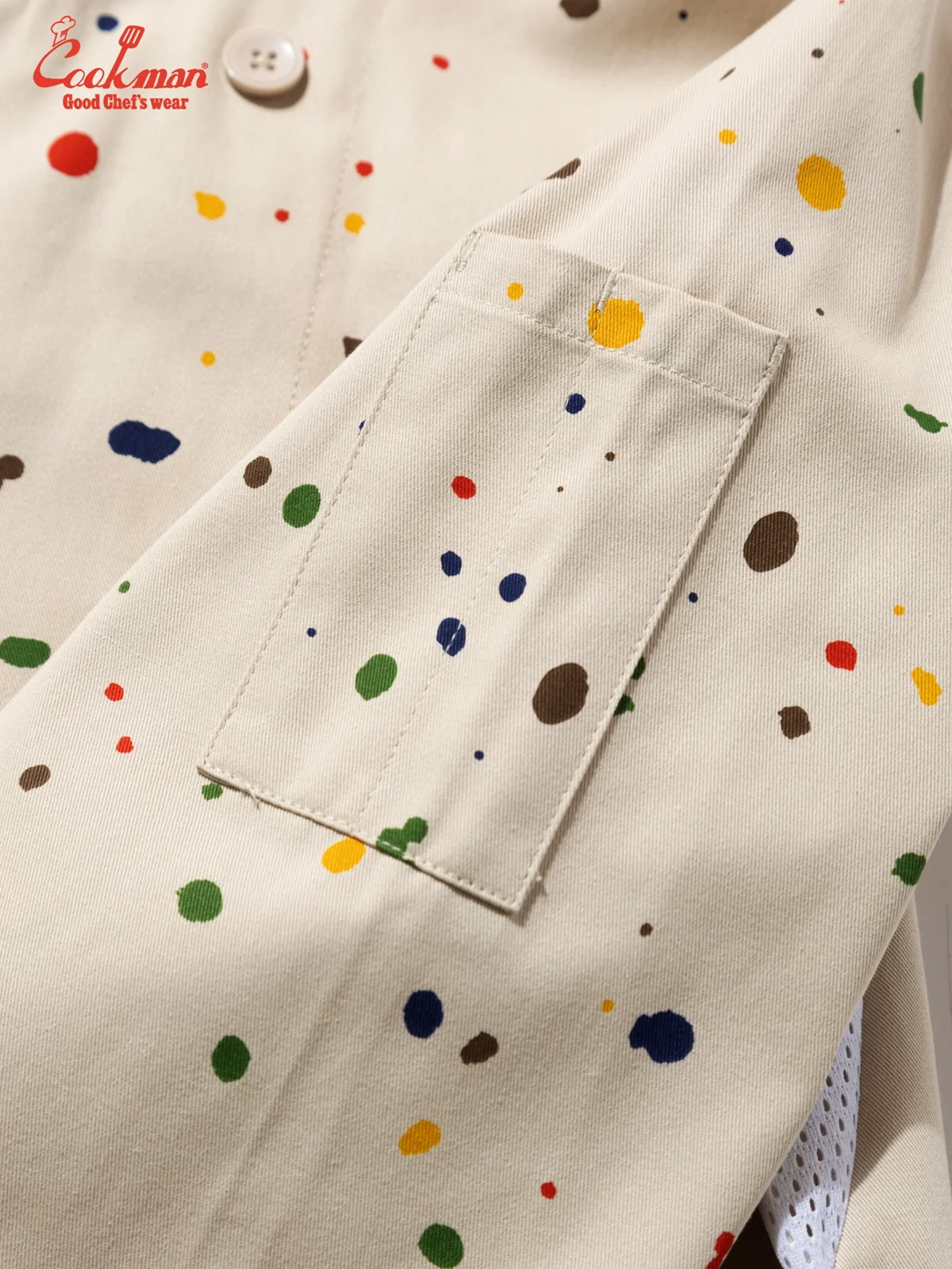 �����ե����� Chef Coat Long Sleeve Vented Sauce Splash Beige