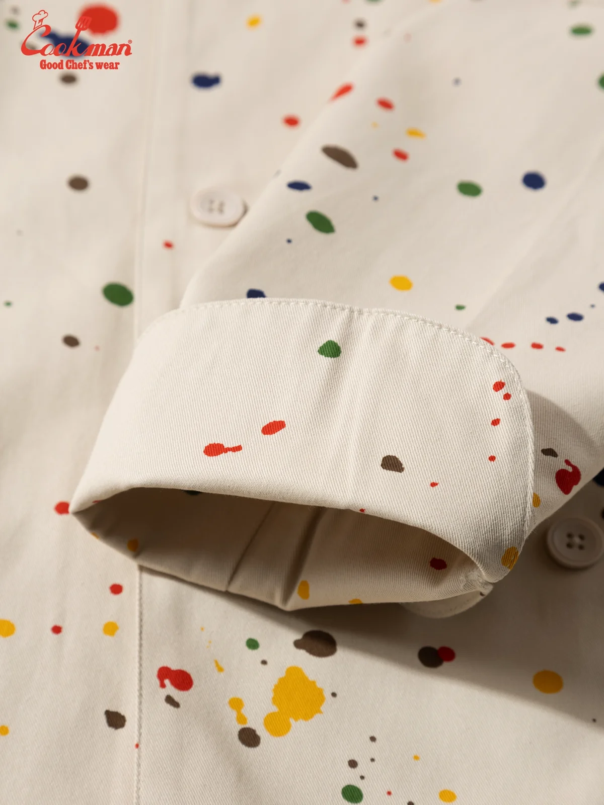 �����ե����� Chef Coat Long Sleeve Vented Sauce Splash Beige
