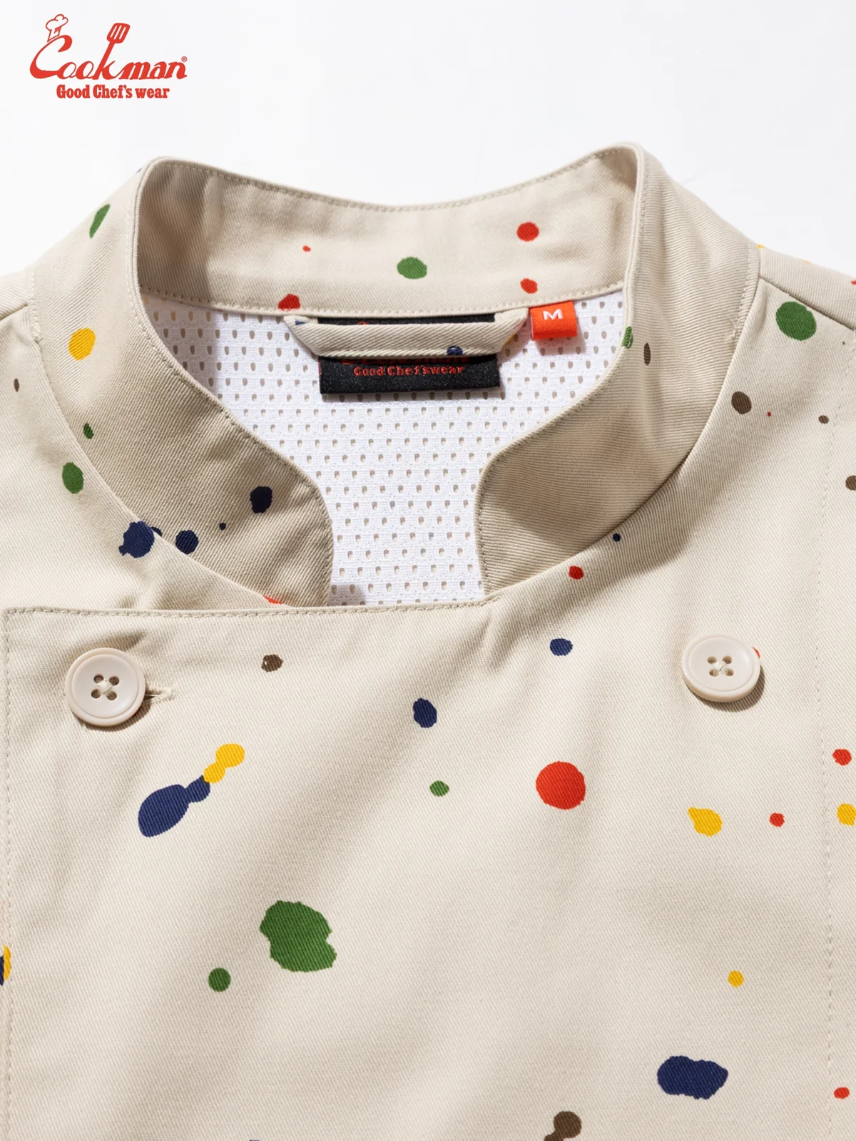 �����ե����� Chef Coat Long Sleeve Vented Sauce Splash Beige