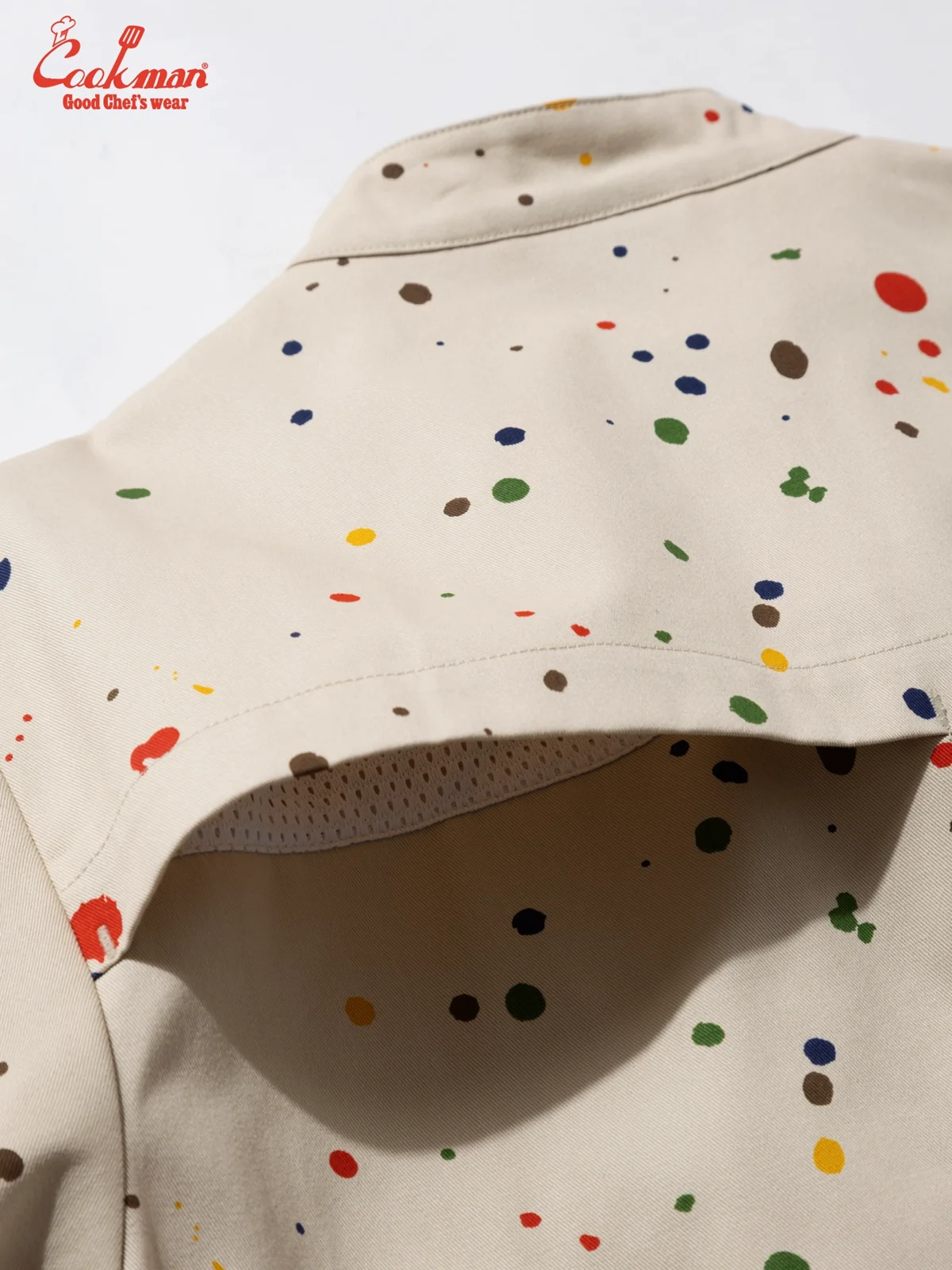 �����ե����� Chef Coat Long Sleeve Vented Sauce Splash Beige