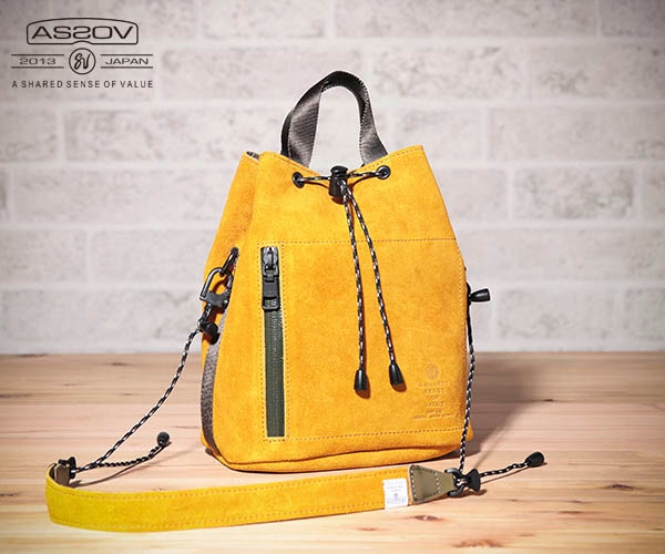 AS2OV ウォータープルーフスエード ドローストリングバッグ キャメル WATER PROOF SUEDE DRAWSTRING BAG/ CAMELウォータープルーフ