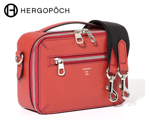 【選べるノベルティ付】エルゴポック HERGOPOCH レイディアントレザー ミニクラッチショルダーバッグ(カラー:レッド)RL-CSM