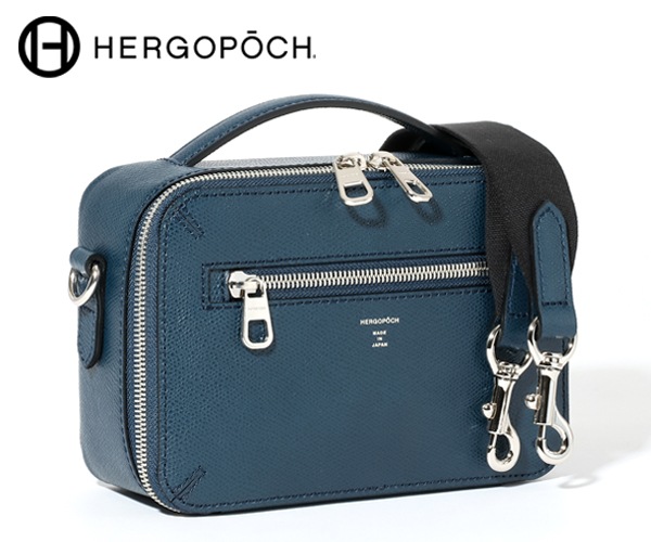 【選べるノベルティ付】エルゴポック HERGOPOCH レイディアントレザー ミニクラッチショルダーバッグ(カラー:ネイビー)RL-CSM