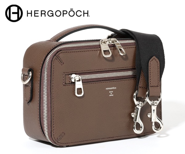 【選べるノベルティ付】エルゴポック HERGOPOCH レイディアントレザー ミニクラッチショルダーバッグ(カラー:ダークブラウン)RL-CSM