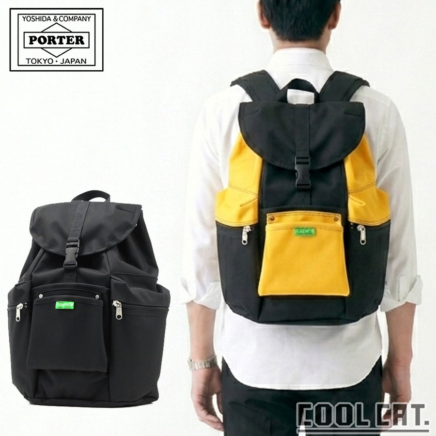PORTER リュック バックパック ナイロン キャンバス ブラック イエロー ポーター ユニオン リュックサック 782-08692 （カラー：ブラック