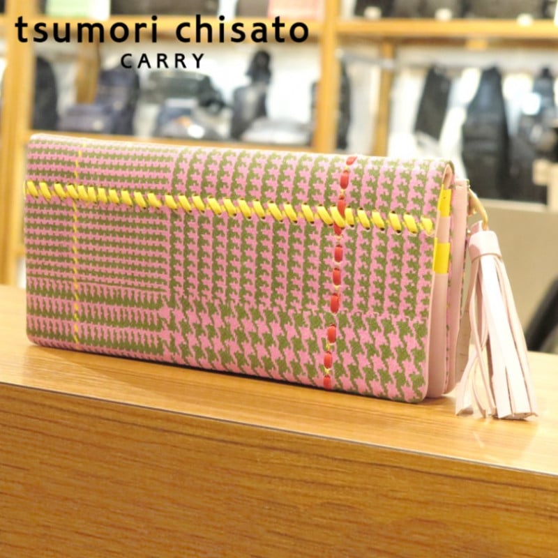 【選べるノベルティ付】tsumori chisato ツモリチサト ハンドステッチチェック 長財布 (カラー:ラベンダー) 57622