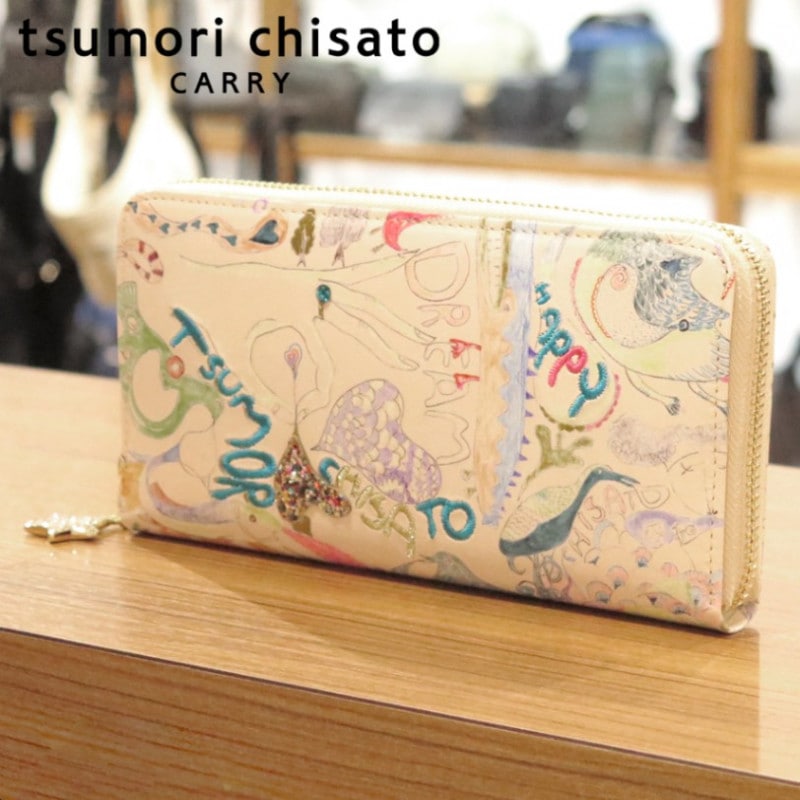【選べるノベルティ付】 tsumori chisato ツモリチサト ハッピースタッフ ラウンド長財布 (カラー:ベージュ) 57529