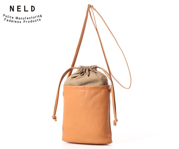 【選べるノベルティ付】 NELD ネルド ミント 2WAY巾着ショルダーバッグ (カラー:キャメル) FW613