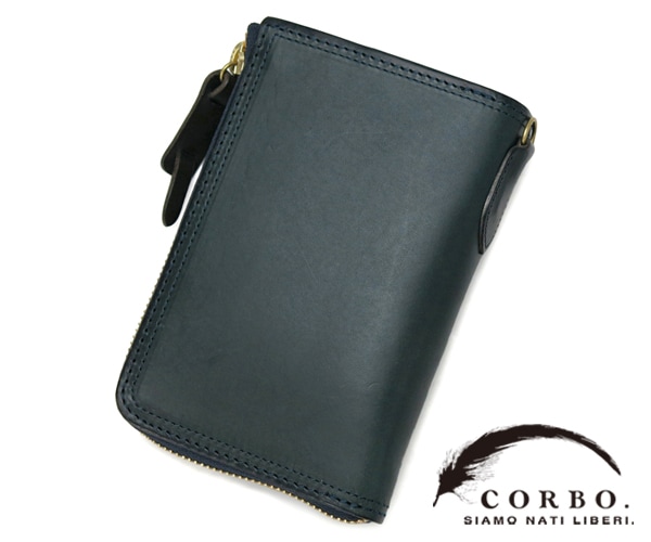 CORBO - 「SLATE」 L字ファスナー折財布/ブラック | corne/コルネ