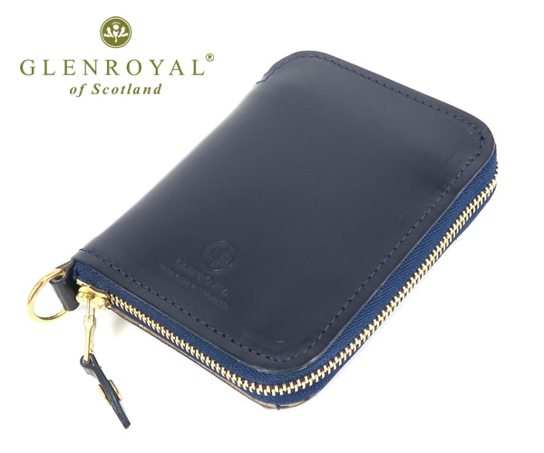 【選べるノベルティ付】グレンロイヤル GLENROYAL フルブライドルレザー スモールジップウォレット (カラー:ダークブルー) 03-5814