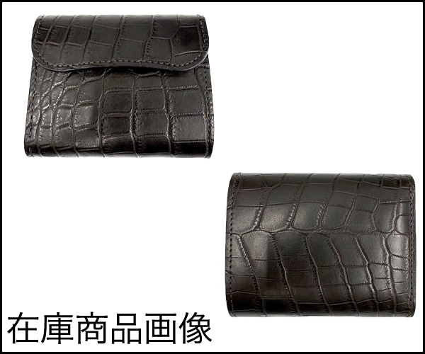 新品未使用　ワイルドスワンズ リーフ　クロコ　チョコ 選べるノベルティ付】 ワイルドスワンズ クロコダイル イーノ 3つ折り