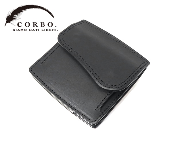 【選べるノベルティ付】 コルボ CORBO スレート マネークリップ式コンパクト財布 (カラー:ブラック) 8LC-0414
